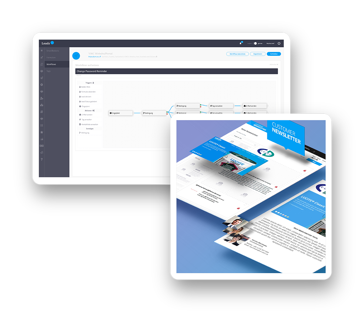 Leadz-Landingpage-Vertriebskommunikation-Automatische-E-Mails-Newsletterkampagnien lead management software leadz core digitale leads
